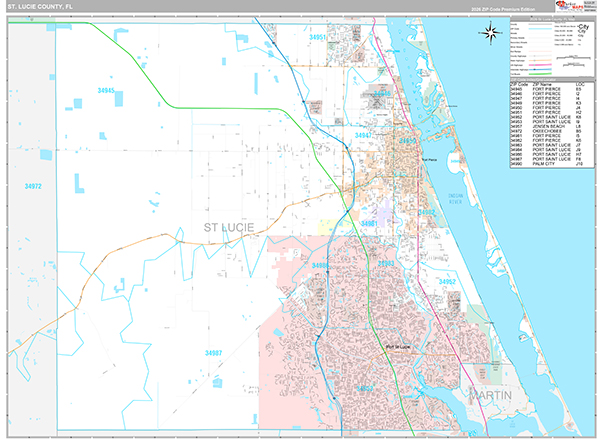 St. Lucie County, FL Wall Map